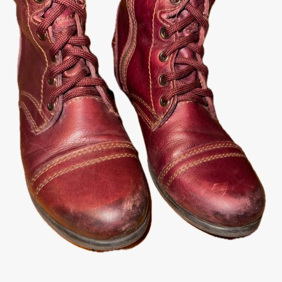 Steve Madden Leather Troopa Combat Boots - Burgundy/Wine Color Size 7 - Picture 4 of 11